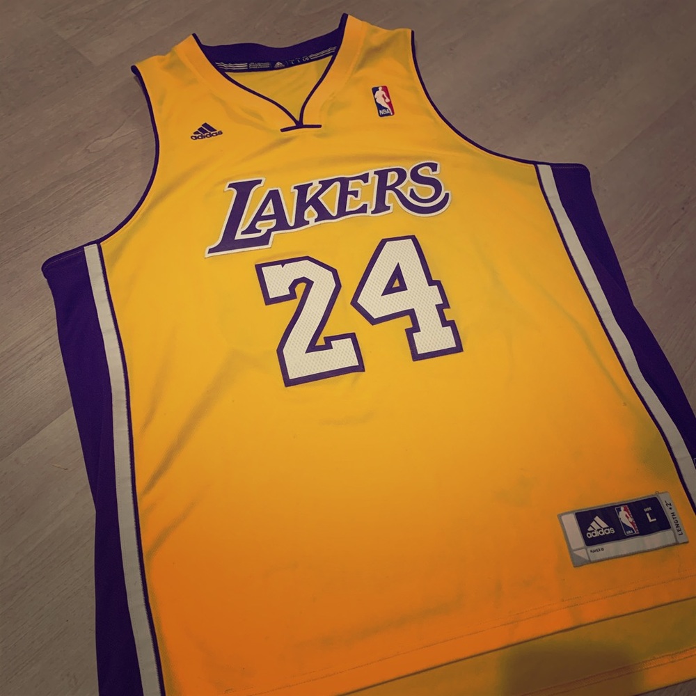 Kobe Bryant Lakers Adidas Yellow Swingman Jersey L